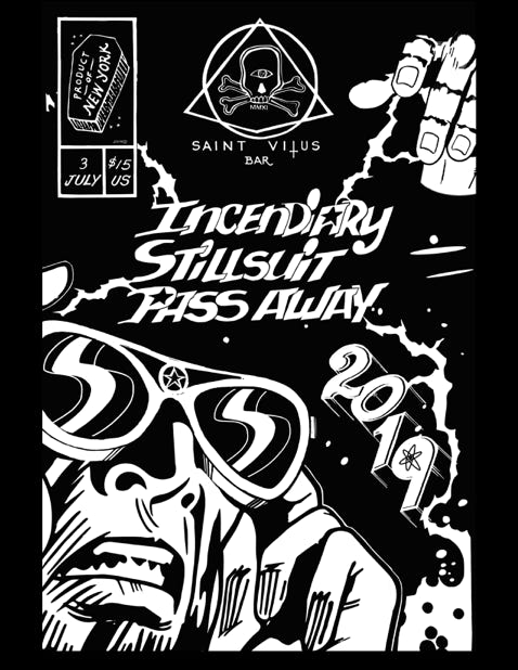 Poster for Stillsuit, Incendiary, Pass Away - Saint Vitus 2019 show.